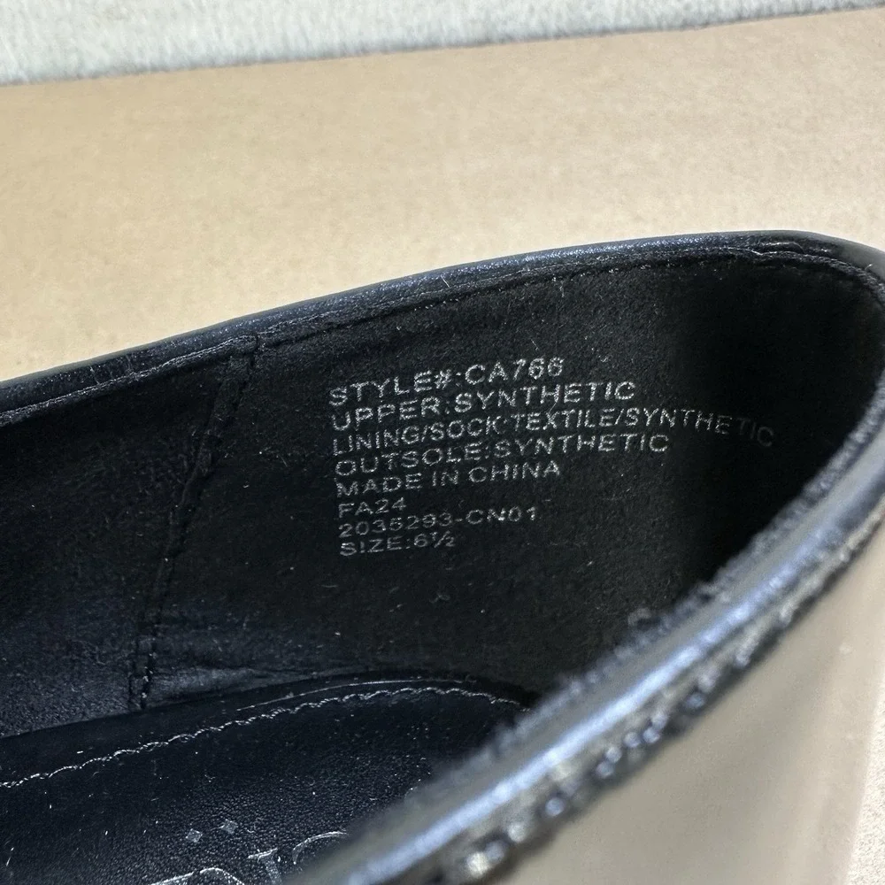 J Crew Black Mary Jane Flats‎ Round Toe Sparkle Buckle Women's US 6.5 M